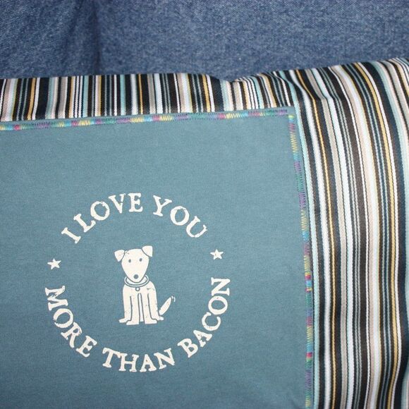 I Love You More Than Bacon 16 x 26 Bolster Dog Lover Striped NEW Throw Pillow - Picture 7 of 11